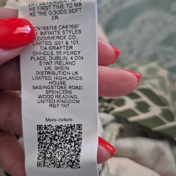 SHEIN Green and Cream Patterned Blouse - Picture 6 of 6